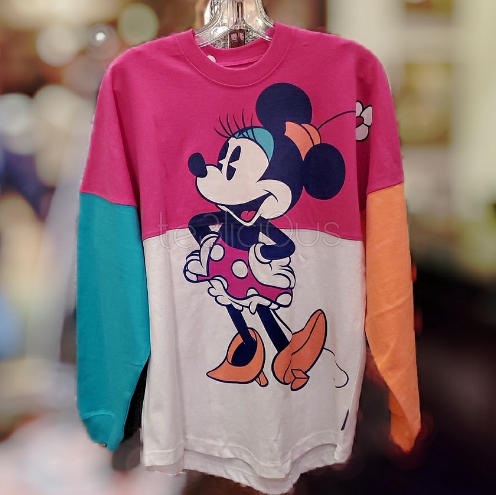 DISNEY PARKS RETRO MINNIE COLOR BLOCK SPIRT JERSEY - Picture 2 of 6